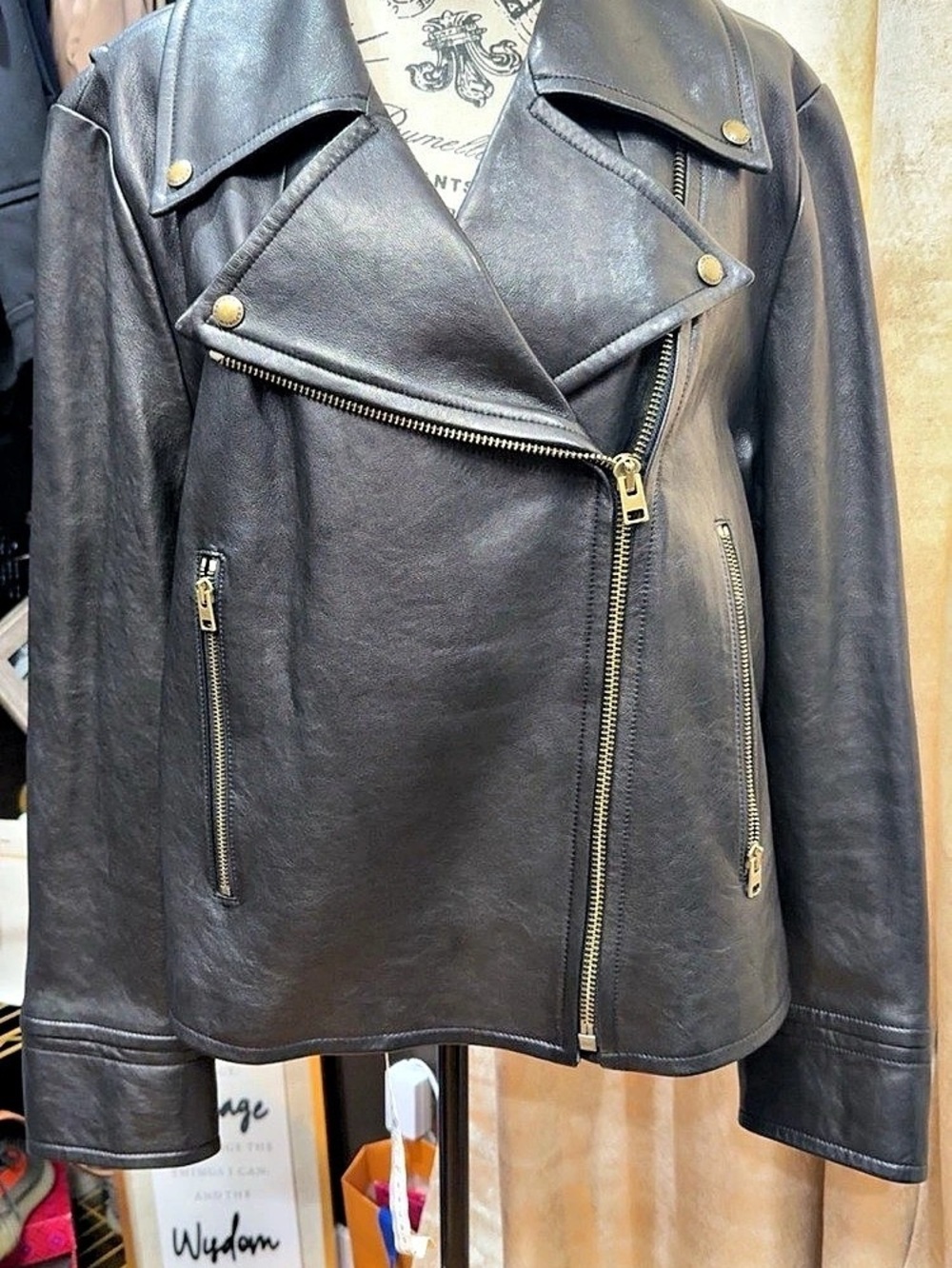 Banana Republic Leather Moto Jacket Women's Black Size XL